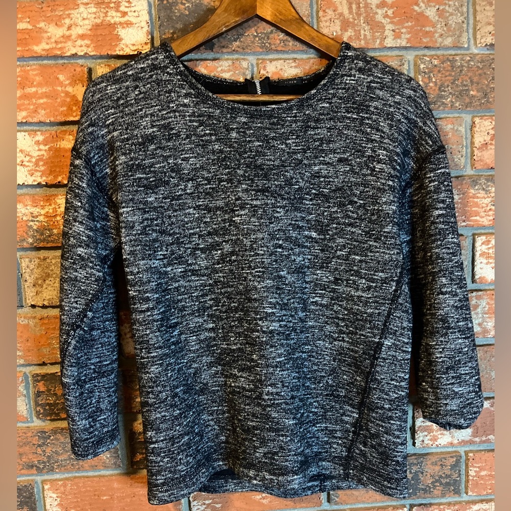 J Crew Jaspe Wool Blend Scoop Neck Zippered Back Shirt Size S